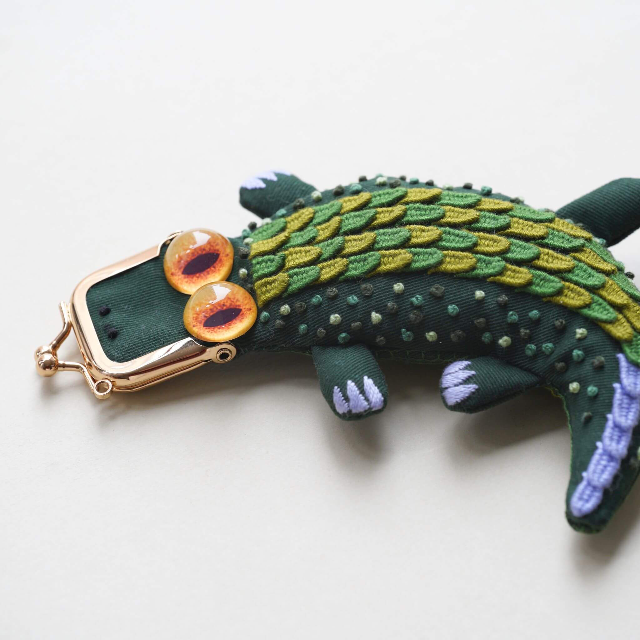 Crocodile BagEmbroidery DIY Kit for Beginners, Unique Auspicious Fabric sachet with auspicious cicada design. Free international delivery for orders over $100.